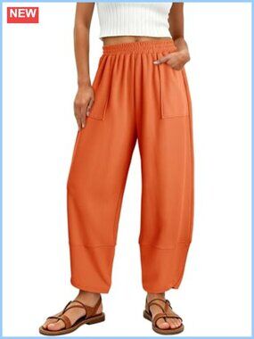 Baggy Wide Leg Harem Pants High Waist Elastic Palazzo